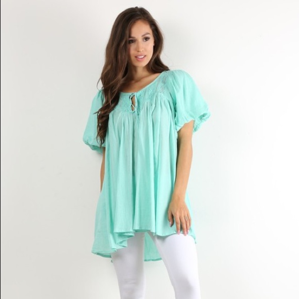 Semi-Sheer Crinkly Babydoll Tunic